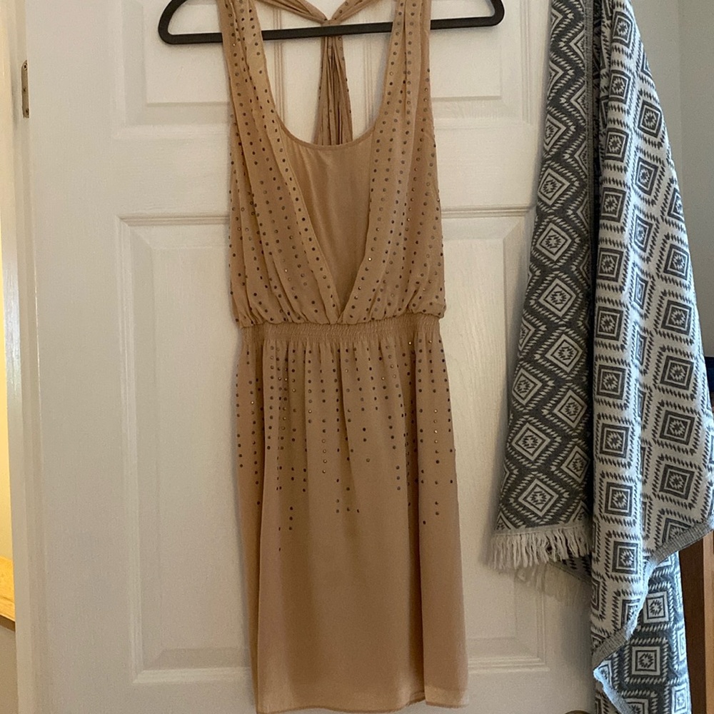 Cute Club Monaco summer dress beige with silver studs